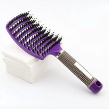 (black) Hair Brush Scalp Massage Comb Bristle Nylon Women Wet Curly Detangle Brush