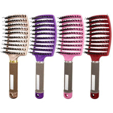 (black) Hair Brush Scalp Massage Comb Bristle Nylon Women Wet Curly Detangle Brush