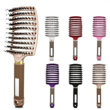 (black hairless) Hair Brush Scalp Massage Comb Bristle Nylon Women Wet Curly Detangle Brush