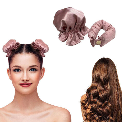 (Black) Hansona Heatless Hair Curler Rollers Bun Bons with Cap