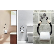 Black Jute Rope Toilet Paper Holder Bathroom Décor Knot Design white159 Knots