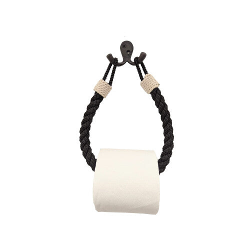 Black Jute Rope Toilet Paper Holder Bathroom Décor Knot Design white159 Knots