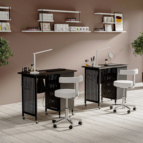 Black Manicure Nail Table Beauty Salon Desk on Wheels