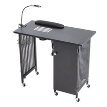 Black Manicure Nail Table Beauty Salon Desk on Wheels