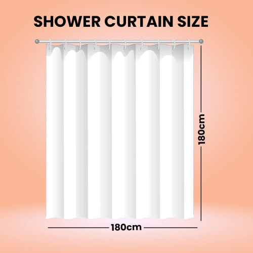 (Black) PEVA Shower Curtain With 12 Curtain Hook Mould & Mildew Water Resistant Washable Premium Liner Bathroom Curtain Long Shower Curtain, 180cm x 180cm