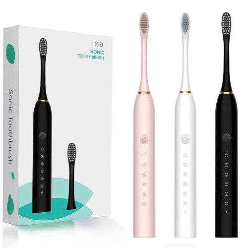 (Black) Rechargeable Sonic Vibration Electric Toothbrush