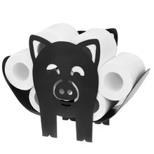 Black Toilet Paper Holder Metal Pig Shape Tissue Storage Rack