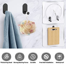 Black Towel Rail Wall Mounted Toilet Roll Holder Hand Towel Holders For Bathrooms & Kitchen Stainless Steel Towel Rack Self Adhesive Hooks - 5 Pieces