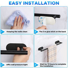 Black Towel Rail Wall Mounted Toilet Roll Holder Hand Towel Holders For Bathrooms & Kitchen Stainless Steel Towel Rack Self Adhesive Hooks - 5 Pieces