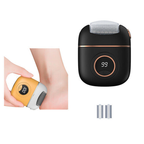 (Black) USB Rechargeable LCD Callus Remover with Alloy Heads