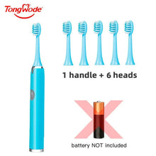 (Blue 3 Bruch head) Tongwode Sonic Electric Toothbrush With 6 Tooth Brush Heads