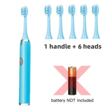 (Blue 3 Bruch head) Tongwode Sonic Electric Toothbrush With 6 Tooth Brush Heads