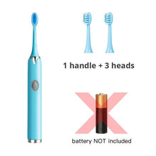 (Blue 3 Bruch head) Tongwode Sonic Electric Toothbrush With 6 Tooth Brush Heads