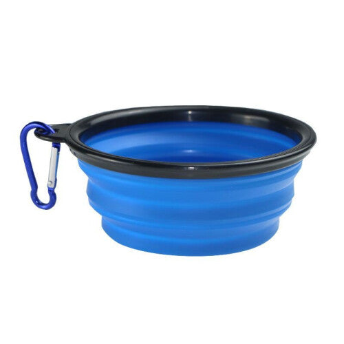 (Blue) 350ml Travel Portable Collapsible Pet Dog Bowl