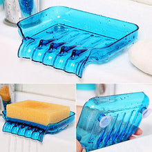 (Blue Gw-cq0624) Plastic Bathroom Kitchen Waterfall Drain Soap Dish Sponge Holder Suction Tool