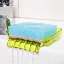 (Blue Gw-cq0624) Plastic Bathroom Kitchen Waterfall Drain Soap Dish Sponge Holder Suction Tool