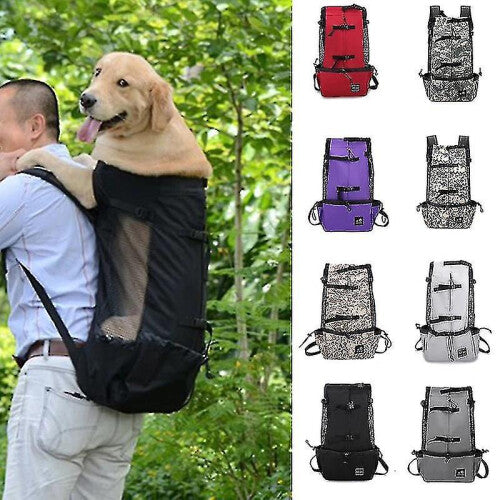 (Blue, L-suit 8-16kg) Breathable Large Dog Outdoor Travel Adjustable Backpack For Hiking Cycling Reflective Bag Dogs French Bulldog Pug Carrying Bags