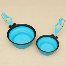 (Blue, M) Silicone Water Bowl for Pet Outdoor Pet Bowl