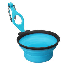 (Blue, M) Silicone Water Bowl for Pet Outdoor Pet Bowl