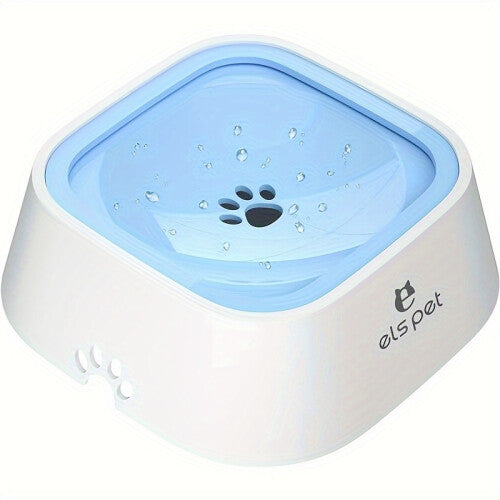 (Blue) No-Spill Dog Water Bowl With Slow Feeder - Promotes Healthy Eating And Drinking Habits