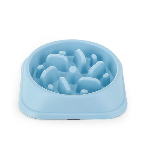 (Blue) Pet Bowl Slow Feeder Pet Bowl Anti Slip Puppy Feed Bowl Interactive Dish