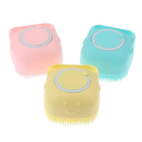 (BLUE) Silicone Bath Brush Scrubber Dispenser