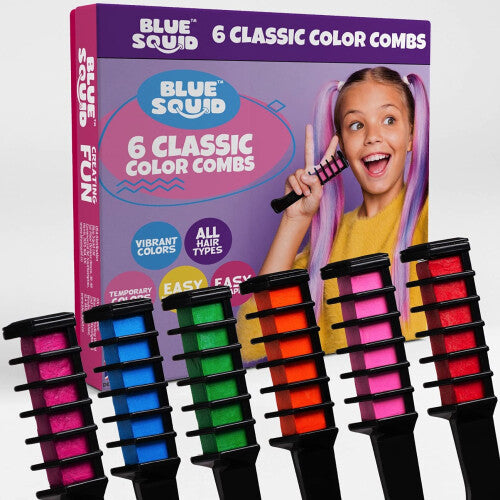 Blue Squid Hair Chalk for Girls - Hair Color Combs  Vibrant Temporary