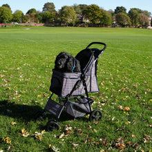 (Blue Tartan ) Pet Strollers with Rain Cover & Caddies