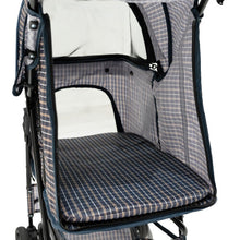 (Blue Tartan ) Pet Strollers with Rain Cover & Caddies