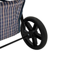 (Blue Tartan ) Pet Strollers with Rain Cover & Caddies