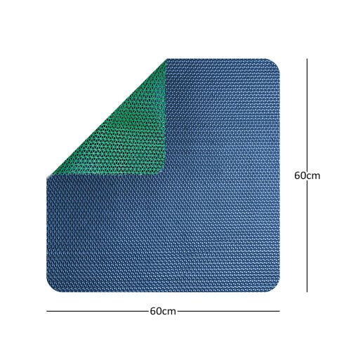 (Blue/Green, Square 60x60cm) Nicoman Reversible Anti Slip Dual-Colour Shower Mats