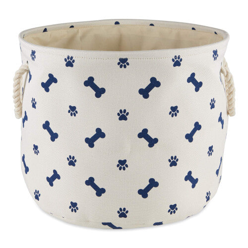 Bone Dry 5511 Pet Storage Collection Paw and Bone Print  Medium Round  Nautical Blue