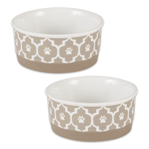 Bone Dry Lattice collection Pet Bowl & canister  Small Set  425x2 inches  Stone  2 Piece