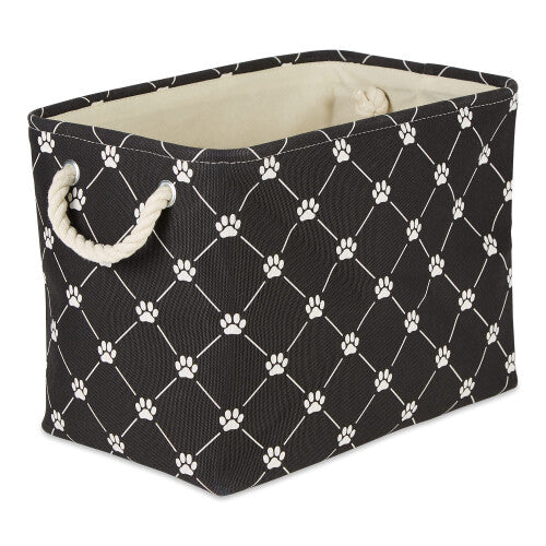 Bone Dry Pet Storage collection Paw and Bone Print  Medium Rectangle  16x10x12  Black Trellis