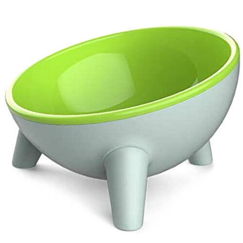 Bowls-Tilted Design Raised Food Bowls Best Feeding Posture, Protect Pets Spine, Anti Vomiting, (Green-gray)