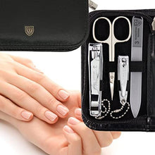 '- brand quality 8 piece manicure pedicure grooming kit set for professional finger & toe nail care scissors clipper fashion leather case in gift box,