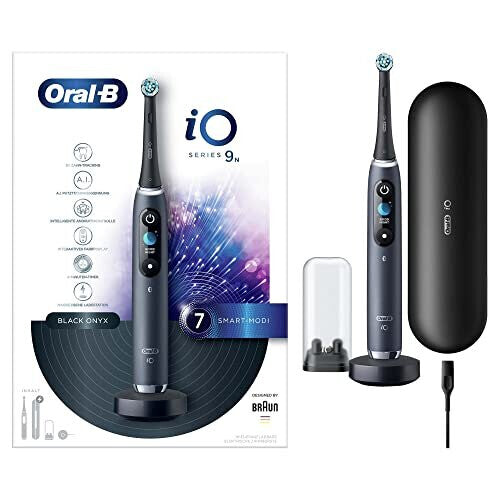 Braun Oral-B 4210201303015 iO 9 Electric Toothbrush with Magnetic Technology, Soft Micro Vibrations, 7 Cleaning Programs and Colour Display, Charging