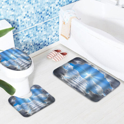 Break Through the Clouds Redemption Waterproof Bathroom Shower Curtain Toilet Cover Mat Non-Slip Floor Mat Rug Bathroom Set