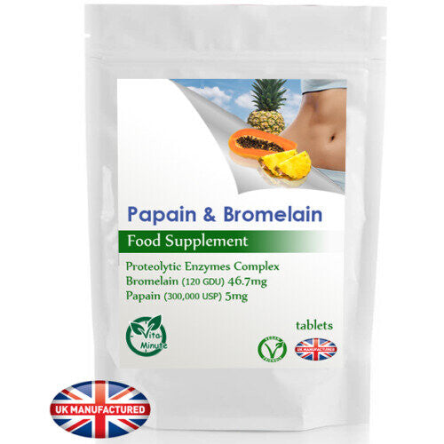 Bromelain & Papain (60 Tablets) Natural Digestion Enzyme & Probiotics