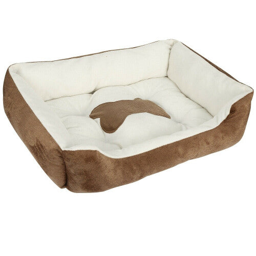 (Brown, XXL -35.4"x27.6"x5.9") Large Pet Dog Cat Bed Soft Warm Kennel Mat Washable