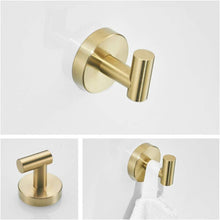 Brushed Bathroom Accessories, Gold Bathroom Hardware 3PCS include Towel Holder Toilet Roll Holder Coat Hook Wall Mounted SUS 304 Stainless Steel