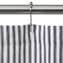 cackleberry Home Black and White Ticking Stripe Woven cotton Shower curtain 72 Inches W x 72 Inches L