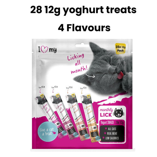 Cat Yoghurt Treat Variety Pack of 28 (12g Treats) Chicken, Salmon, Tuna, Shrimp - Creamy Monthly Licks