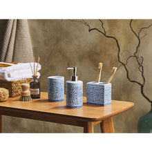 Ceramic 3-Piece Bathroom Accessories Set Blue and White CARORA