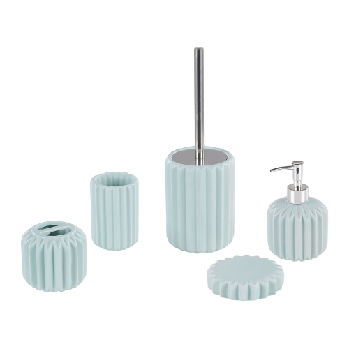 Ceramic 5-Piece Bathroom Accessories Set Blue GORBEA