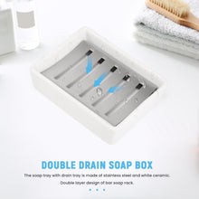 Ceramic Soap Dish Stainless Steel Soap Holder, Ceramic Soap Dish SUS304 Stainless Steel Tray for Shower