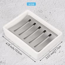 Ceramic Soap Dish Stainless Steel Soap Holder, Ceramic Soap Dish SUS304 Stainless Steel Tray for Shower