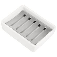 Ceramic Soap Dish Stainless Steel Soap Holder, Ceramic Soap Dish SUS304 Stainless Steel Tray for Shower