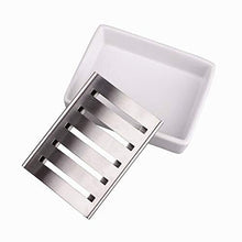 Ceramic Soap Dishes Holders White Self-Draining Soap Tray Double Layer Soap Drainage Holder for Bathroom Shower Draining Soap Holder Dual Layer Soap