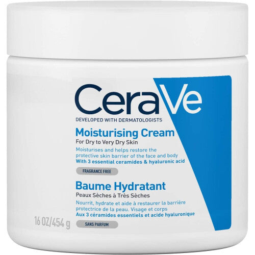 CeraVe Moisturising Cream for Dry to Very Dry Skin 454g with Hyaluronic Acid & 3 Essential Ceramides